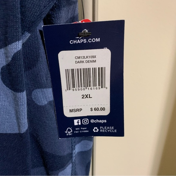 Chaps Mens 2XL Hoodie Pullover Sweat shirt Blue Camouflage NWT - Picture 7 of 9